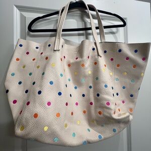 Polka Dot Tote Bag - Cream with Multicolor Dots